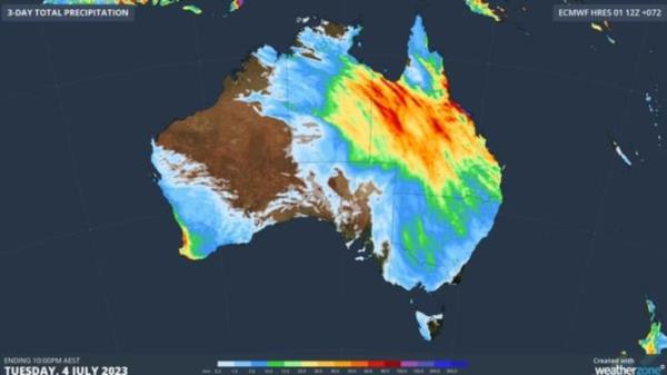 Weatherzone<em></em>'s accumulating rain predictions until 10pm on July 4. Picture: Weatherzone