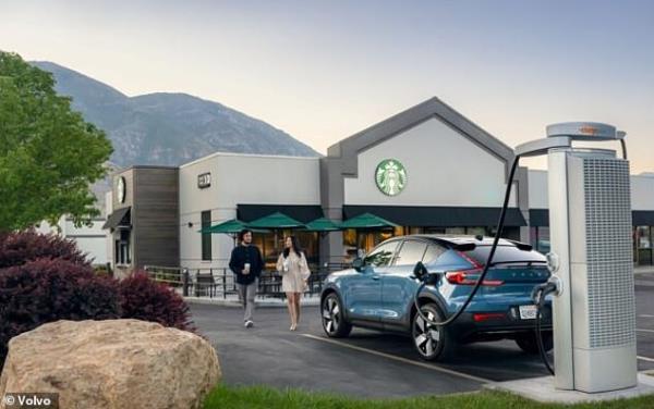 Starbucks also offers Volvo-branded electric charging stations in Washington and Oregon