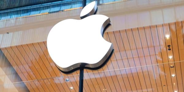 The Apple logo is seen above the entrance to the Apple Store in Tokyo on October 20, 2022.