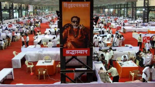 Shiv Sena organised blood do<em></em>nation camp in Mumbai on Sunday, April 25, 2010.