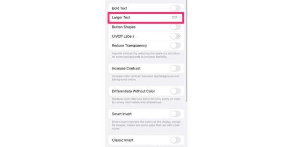 This is the toggle for larger text on your iPhone.