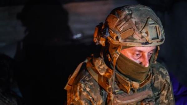 Andrei and others in his unit take shelter in a bunker southwest of Bakhmut in eastern Ukraine, on January 31, 2023.